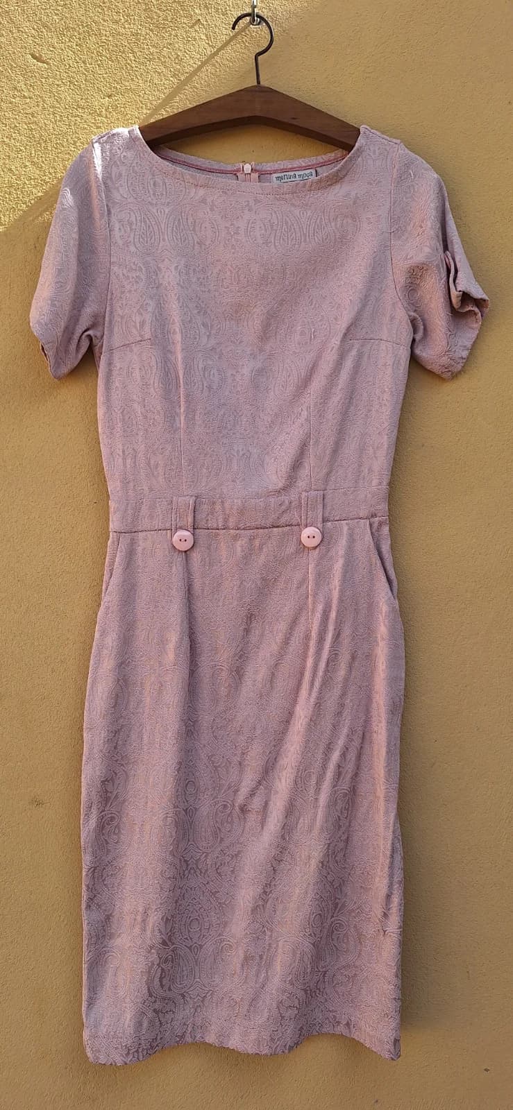 Vestido Rosa-Claro com Estampa Paisley