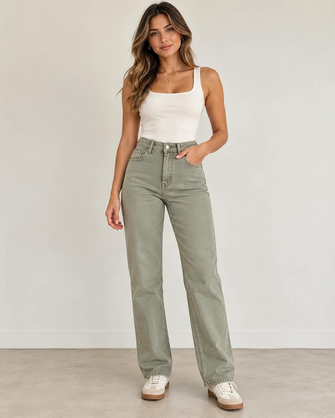 Calça Verde Acinzentada